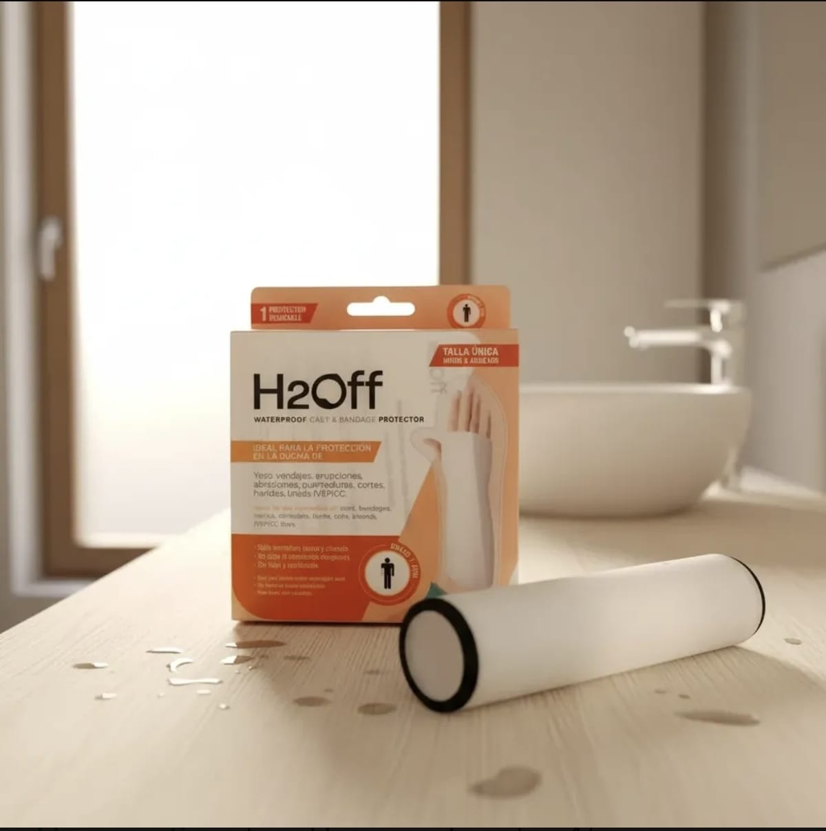 H2Off Protector Impermeable para Brazo - empaque sobre mesa